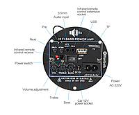 AIYIMA Bluetooth Аудио усилитель 30w +TF, USB, FM питание 12/220V сабвуфер