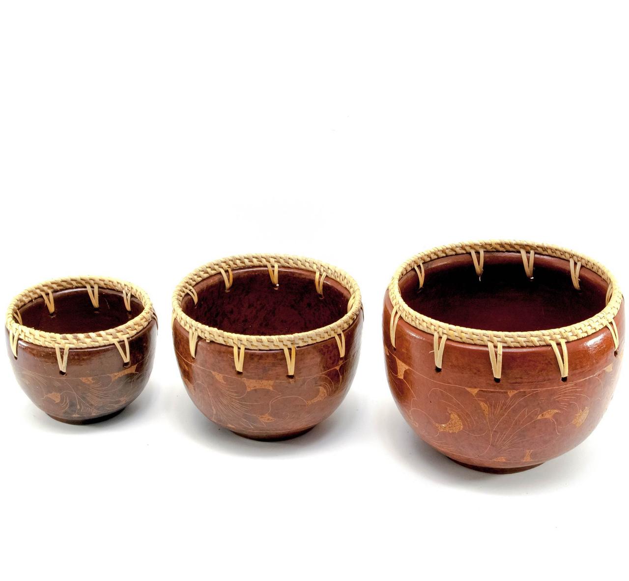 Чаші теракотові набір 3 шт Індонезія, фото 1