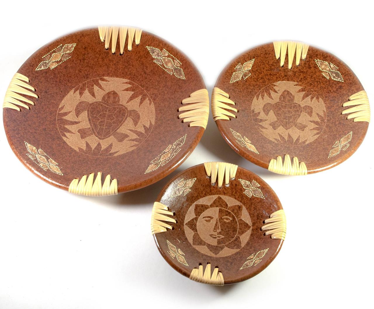 Страви теракотові набір 3 шт (d-25 h4,5 см d-20,5 h-3,5 см d-14,5 h — 2 см), фото 1