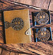 Щоденник А5 формату в шкіряній обкладинці закривається на кнопку "Сонце майя", фото 9