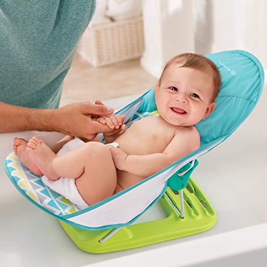 Лежак шезлонг для купання з підголовником Summer Infant Deluxe Baby Bather, Triangle Stripe