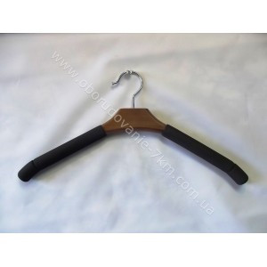 Плічка вішалки поролонові для одягу (чоловічі) з дерев'яною вставкою