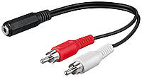 Перехідник аудіо Jack 3.5mm 3pin-RCAx2 F/M Goobay (75.05.0092) 0.2m AWG29 Red/White