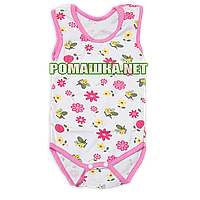 Дитячий боді-майка р. 80 тканина КУЛІР-ПИНЬЕ 100% тонкий бавовна ТМ Буба 3394 Рожевий