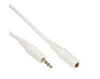 Кабель аудіо-подовжувач Jack 3.5mm 3pin M/F  2.0m InLine (77.W9.9931) Stereo AUX D=4.0mm Gold