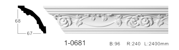 Карниз стельовий з орнаментом Classic Home 1-0681, ліпний декор з поліуретану