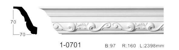 Карниз стельовий з орнаментом Classic Home 1-0701, ліпний декор з поліуретану