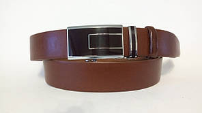 Шкіряний ремінь автомат 40 мм рудий темно-коричнева пряжка