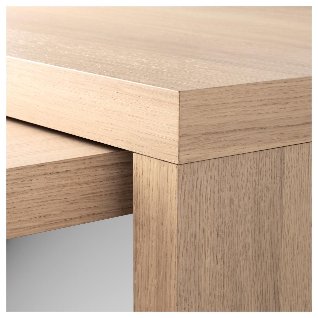 Купить IKEA MALM Стол с выдвижной панелью, белая Морилка дубовый шпон ...