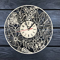 Годинник ручної роботи настінний дерев'яний «Літні квіти»