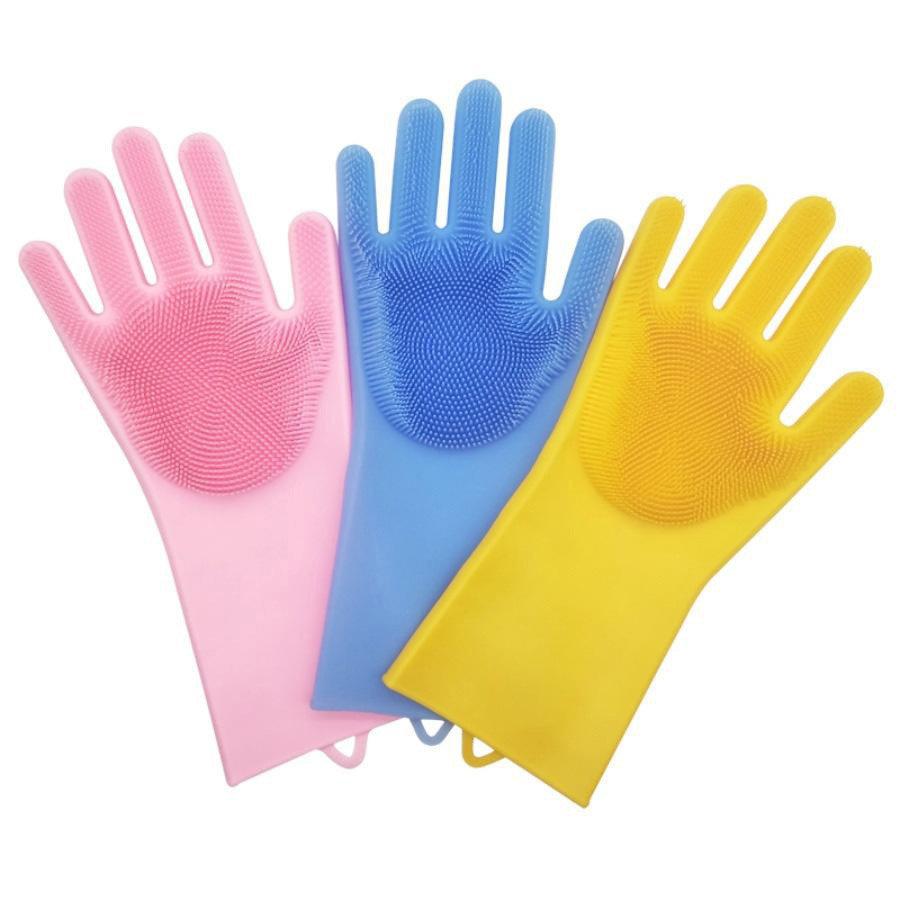 Господарські силіконові рукавички для прибирання та миття посуду Magic Silicone Gloves