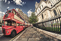 Фотообои флизелиновые 3D город Лондон 375х250 см Двухэтажный автобус (MS-5-0017)+клей