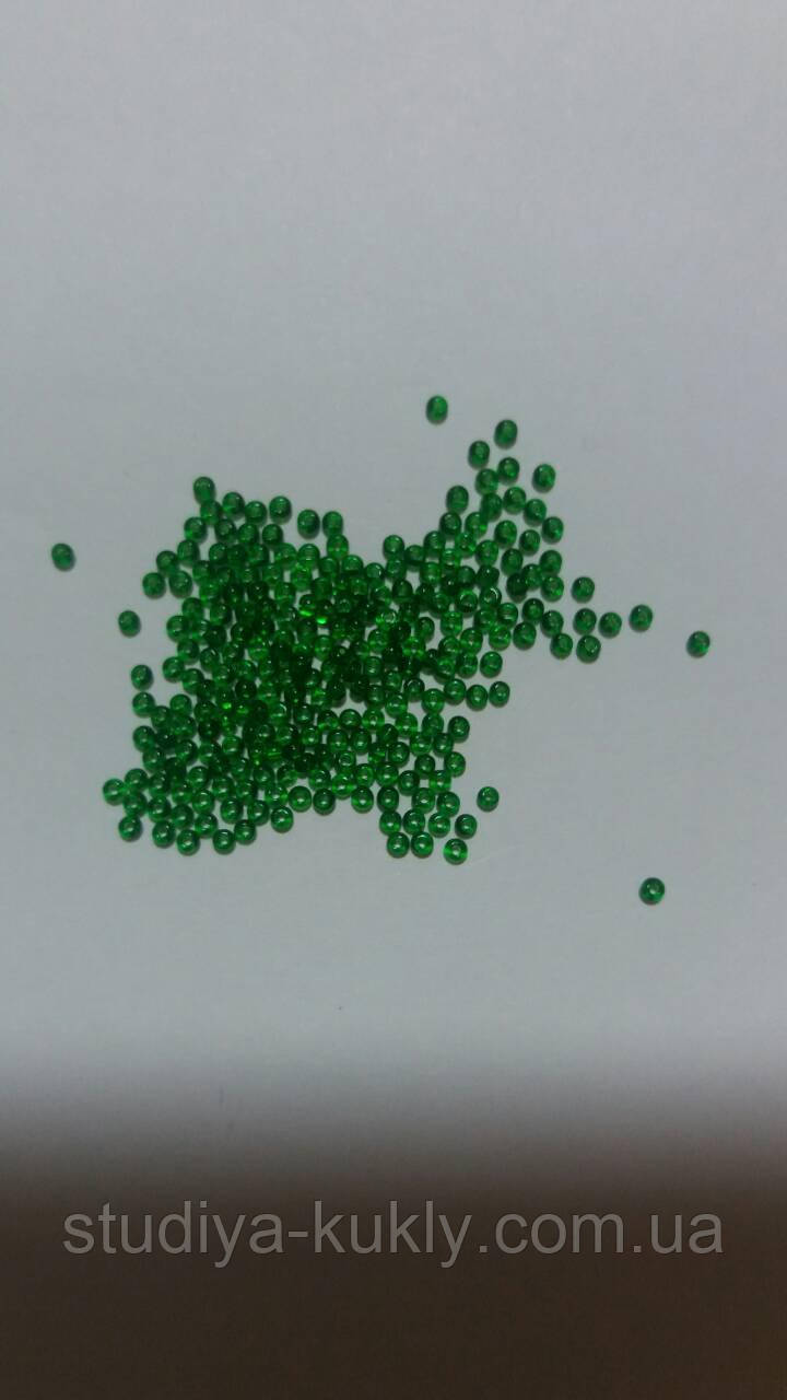 Бісер чеський, мікро. Пресциоза. №13. Колір зелений, прозорий. арт. 210 Упаковка 10 грам., фото 1