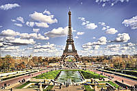 Фотообои флизелиновые 3D город Париж 375х250 см Эйфелева башня (MS-5-0025)+клей
