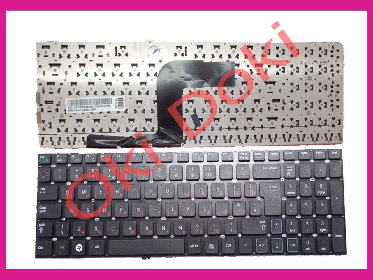 Клавіатура SAMSUNG RC508 RC510 RC520 RV509 RV511 RV513 RV515 RV518 RV520 rus black без рамки Big enter вертикальний, фото 1