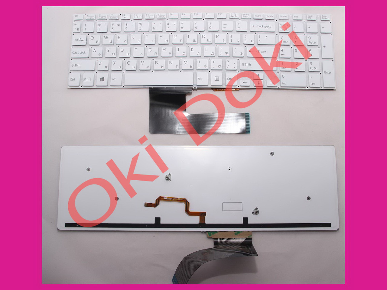 Клавіатура Sony FIT 15E SVF15E SVF151 SVF152 SVF153 SVF154 SVF15A SVF15A16CXB SVF15N17 біла підсвітка російських і англійських клавіш type 2