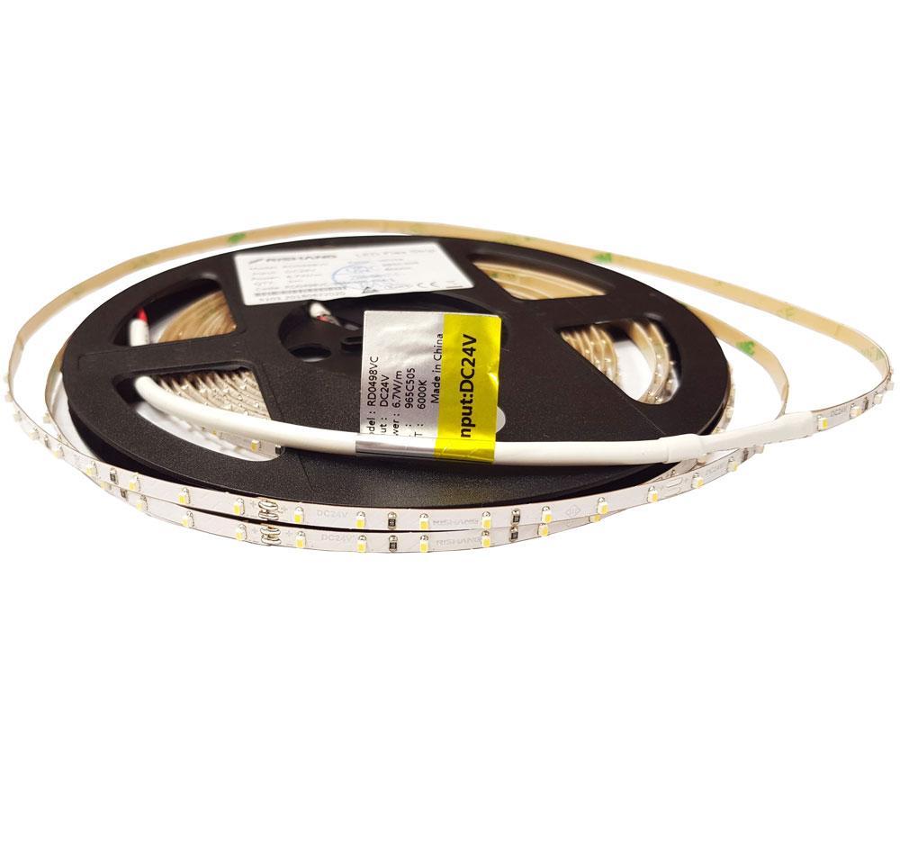 Світлодіодна стрічка вузька 4мм 24вольт 6.7Вт 2014-98-IP20-CWd-4-24 RD0498VC 6500К 580лм Рішанг 10904