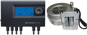 Блок автоматики EuroSter 11W + вентилятор для твердопаливних котлів (комплект піддування)