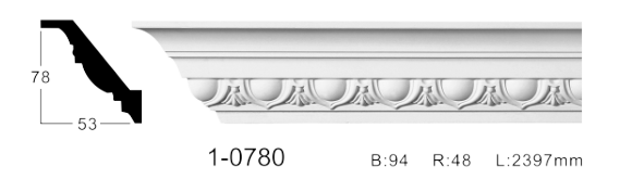 Карниз стельовий з орнаментом Classic Home 1-0780, ліпний декор з поліуретану