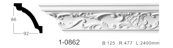 Карниз стельовий з орнаментом Classic Home 1-0862, ліпний декор з поліуретану