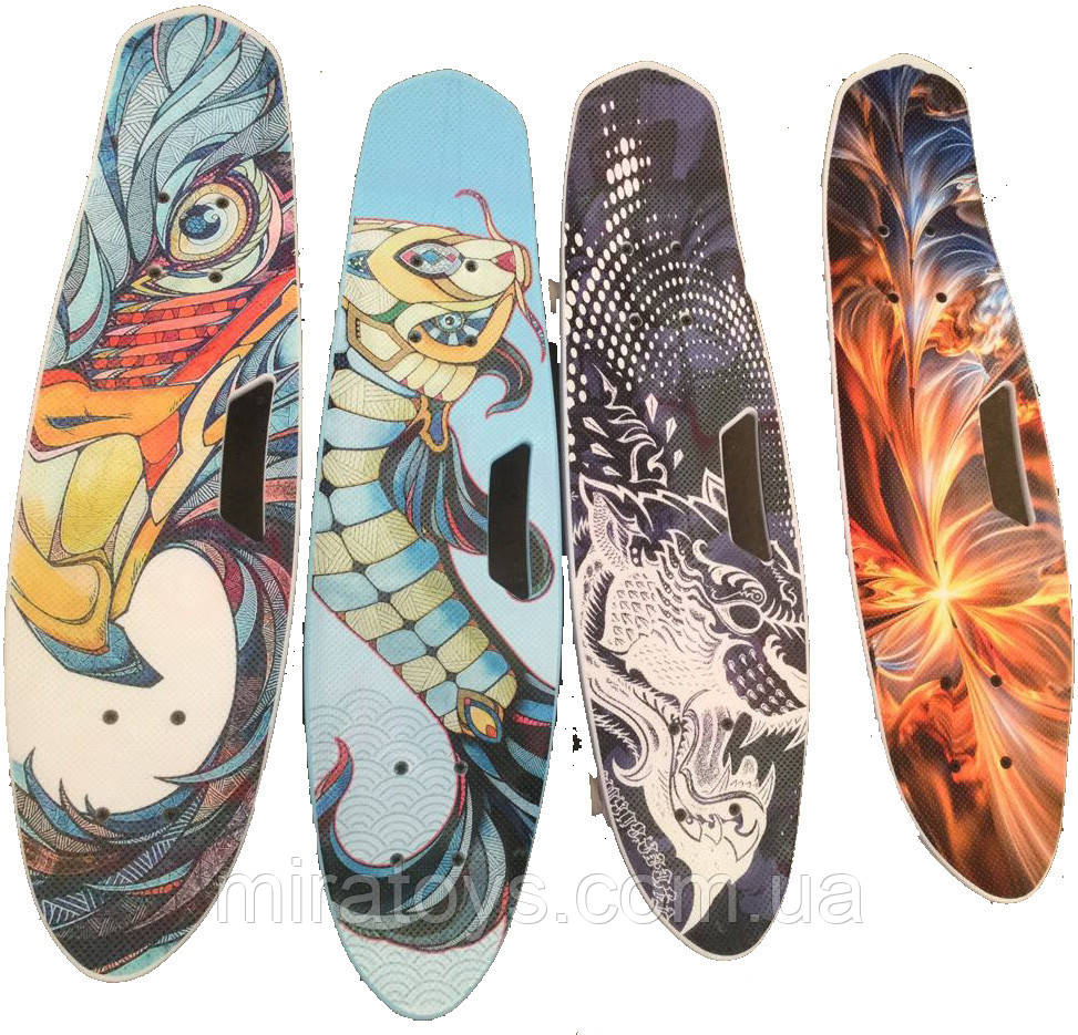 Пеніборд (скейт) з безшумними колесами та ручкою , фото 1