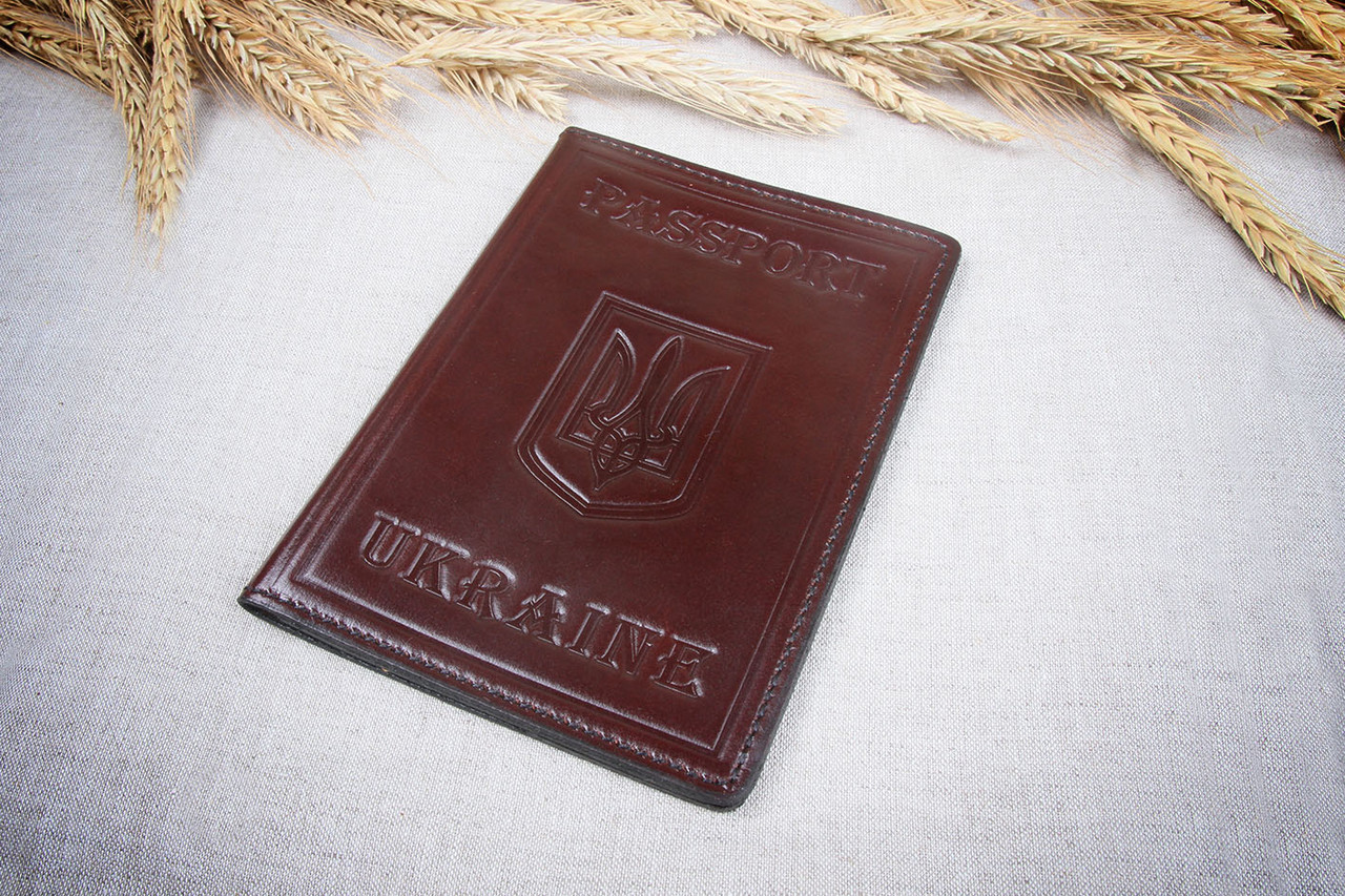 Шкіряна обкладинка на паспорт Імідж коричнева 05-003