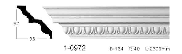 Карниз стельовий з орнаментом Classic Home 1-0972, ліпний декор з поліуретану