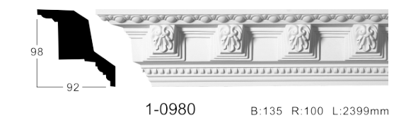 Карниз стельовий з орнаментом Classic Home 1-0980, ліпний декор з поліуретану