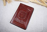 Шкіряна обкладинка на паспорт Імідж коричнева 04-003, фото 4