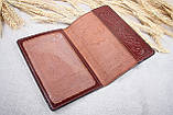Шкіряна обкладинка на паспорт Імідж коричнева 04-003, фото 5
