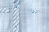 Сорочка для хлопчика з коротким рукавом SmileTime в смужку на кнопках, блакитна, фото 5