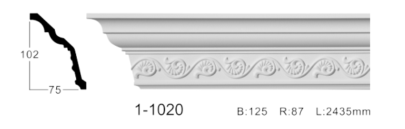 Карниз стельовий з орнаментом Classic Home 1-1020, ліпний декор з поліуретану
