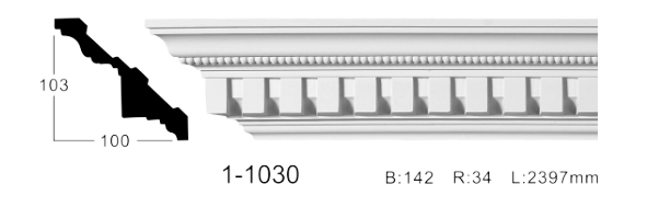 Карниз стельовий з орнаментом Classic Home 1-1030, ліпний декор з поліуретану