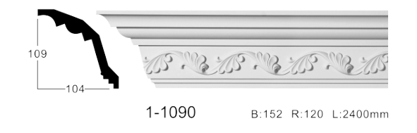 Карниз стельовий з орнаментом Classic Home 1-1090, ліпний декор з поліуретану