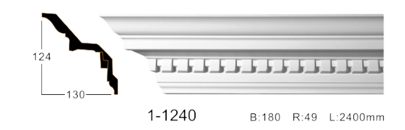 Карниз стельовий з орнаментом Classic Home 1-1240, ліпний декор з поліуретану