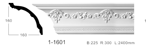 Карниз стельовий з орнаментом Classic Home 1-1601, ліпний декор з поліуретану