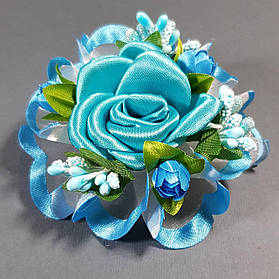 Бантик дитячий Трояндочка 24 біло-блакитний