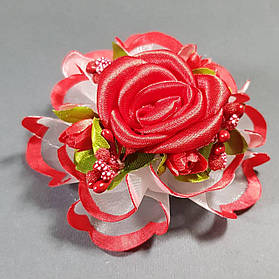 Бантик дитячий Трояндочка 25 біло-червоний