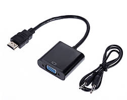 Конвертер HDMI VGA з кабелем AUX(блестер)