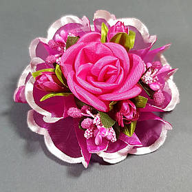 Бантик дитячий Трояндочка 27 біло-малиновий