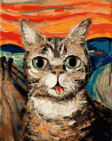 Живопис по номерам 40х50 див. Кіт у стилі Ван Гога Художник Айя Трієр