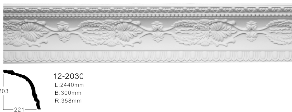 Карниз стельовий з орнаментом Classic Home 12-2030, лепно декор з з поліуретану