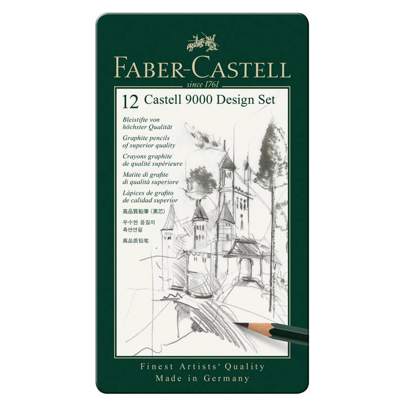 

Олівці чорнографітні Faber-Castell 12 шт 9000 5Н-5В мет. коробка (+1471)