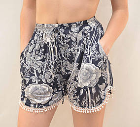 Шорти жіночі короткі з квітковим візерунком і мереживною вставкою Tovta (Угорщина)