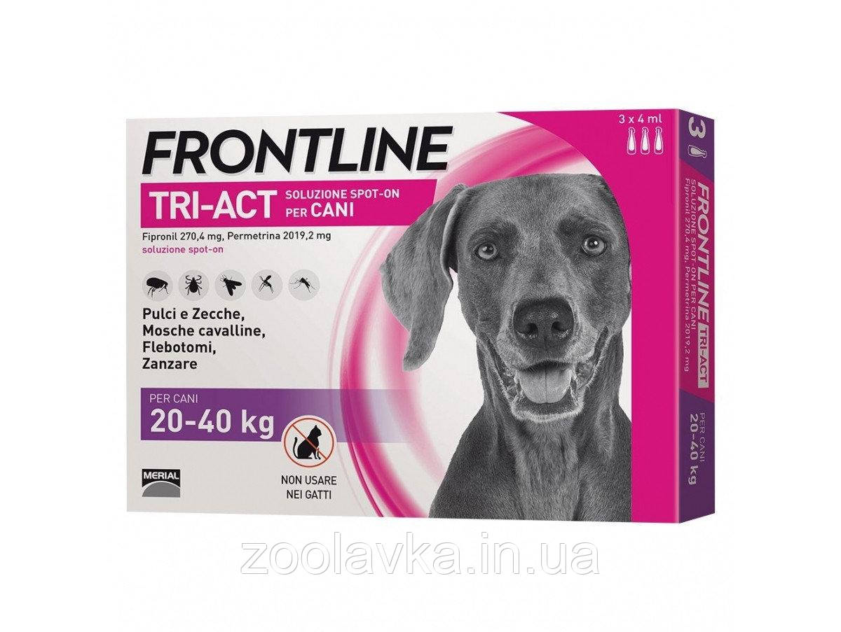Frontline Tri-Act Краплі на холку від бліх, кліщів і комарів для собак від 20 до 40 кг, 1 шт.