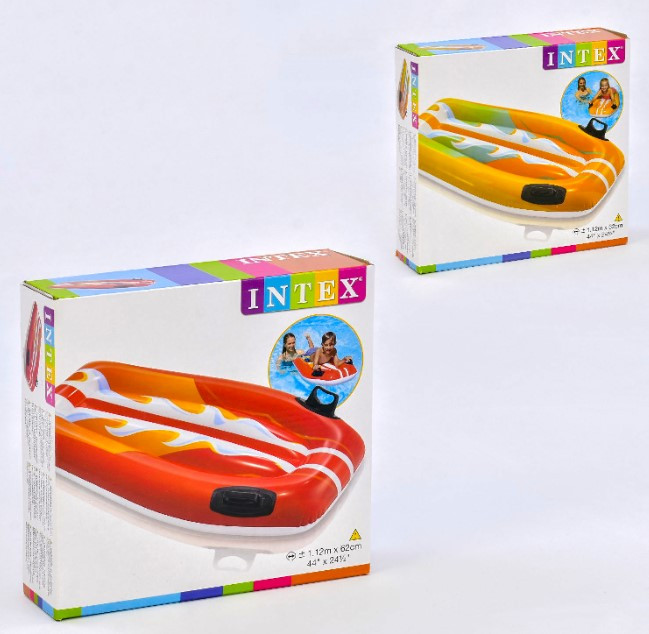 Надувний матрац Серфінг Intex 58165 з ручками, розмір 112*62 см