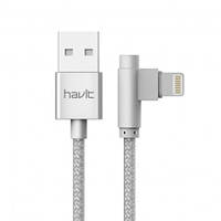 Кабель для передавання даних/заряджання HAVIT HV-CB8503 (USB/lightning кутовий), 2 A, 1 м, silver