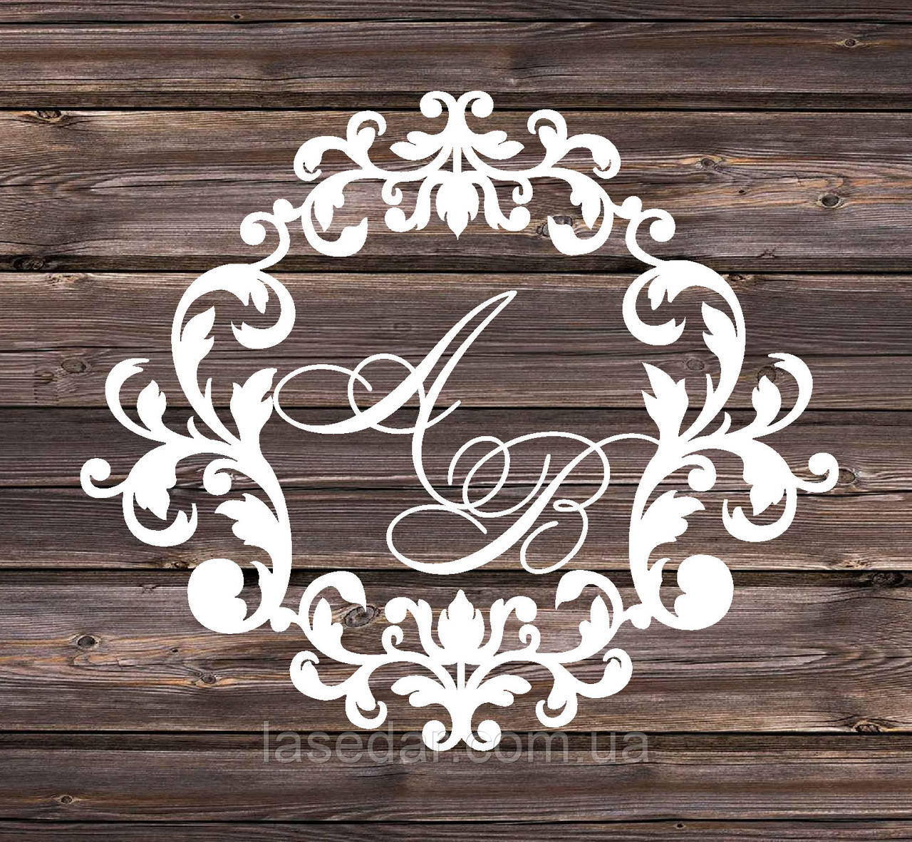 Весільний герб, ініціали на весілля, монограма, сімейний герб із дерева — герб 22, фото 1