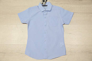 Сорочка для хлопчика з коротким рукавом "блакитна", розмір 110, 116, 122, 128