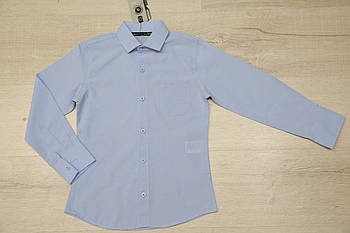 Сорочка для хлопчика з довгим рукавом "блакитна", розмір 110, 116, 122, 128